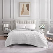 Casa Platino Pre-Washed Bed Comforter Twin Size - Soft Lightweight Twin Size Comforter - All Season Twin Comforter - Premium Reversible Down Alternative Comforter Twin Size - Ticking Stripe Silver